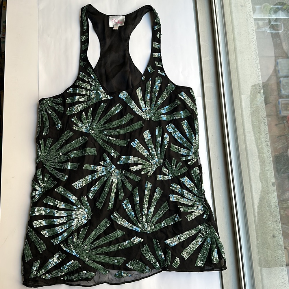 Parker Silk Tank Top with Sequin Embellishments